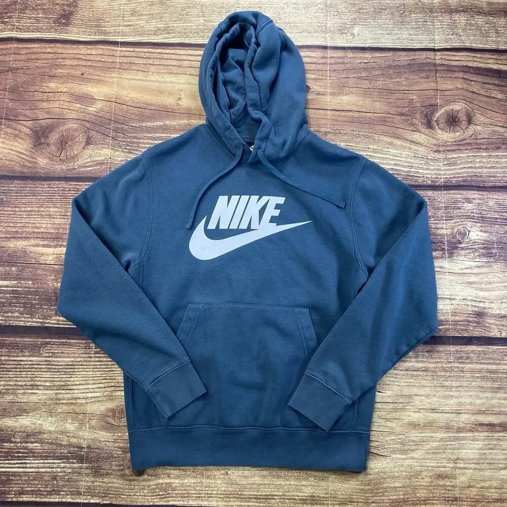 NIKE Hoodie Sweatshirt Mens Small Green Swoosh Logo Pullover Cotton